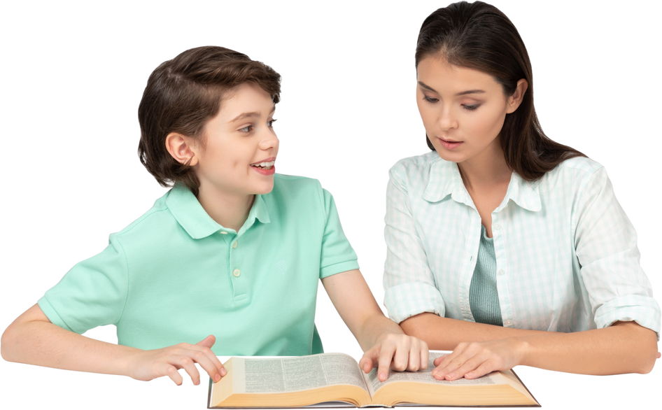 Tutor and Child Studying at Home